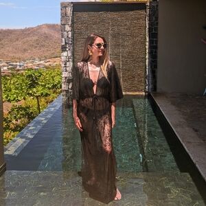 Michael Costello Black Sheer Swim Cover-Up